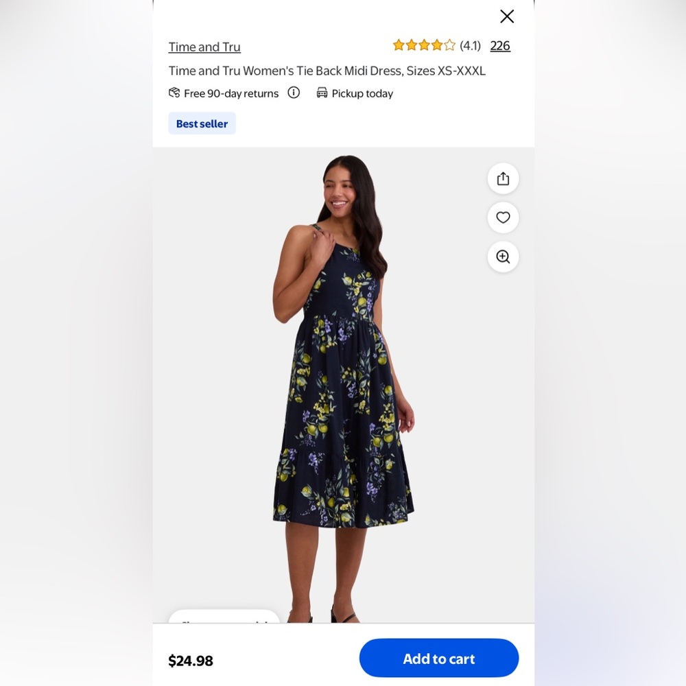 Women's Tie Back Midi Dress NWT